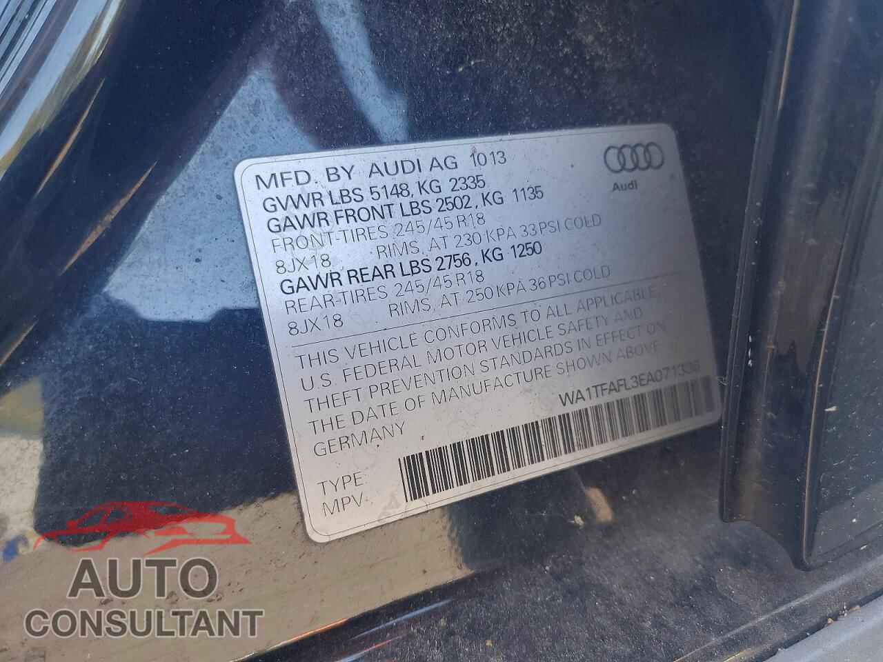 AUDI A4 2014 - WA1TFAFL3EA071336