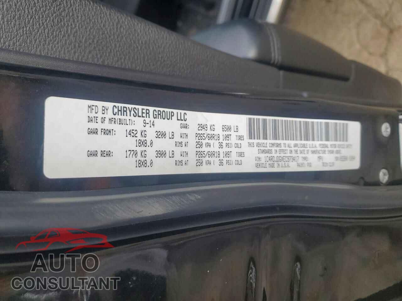 DODGE DURANGO 2014 - 1C4RDJDGXEC973417