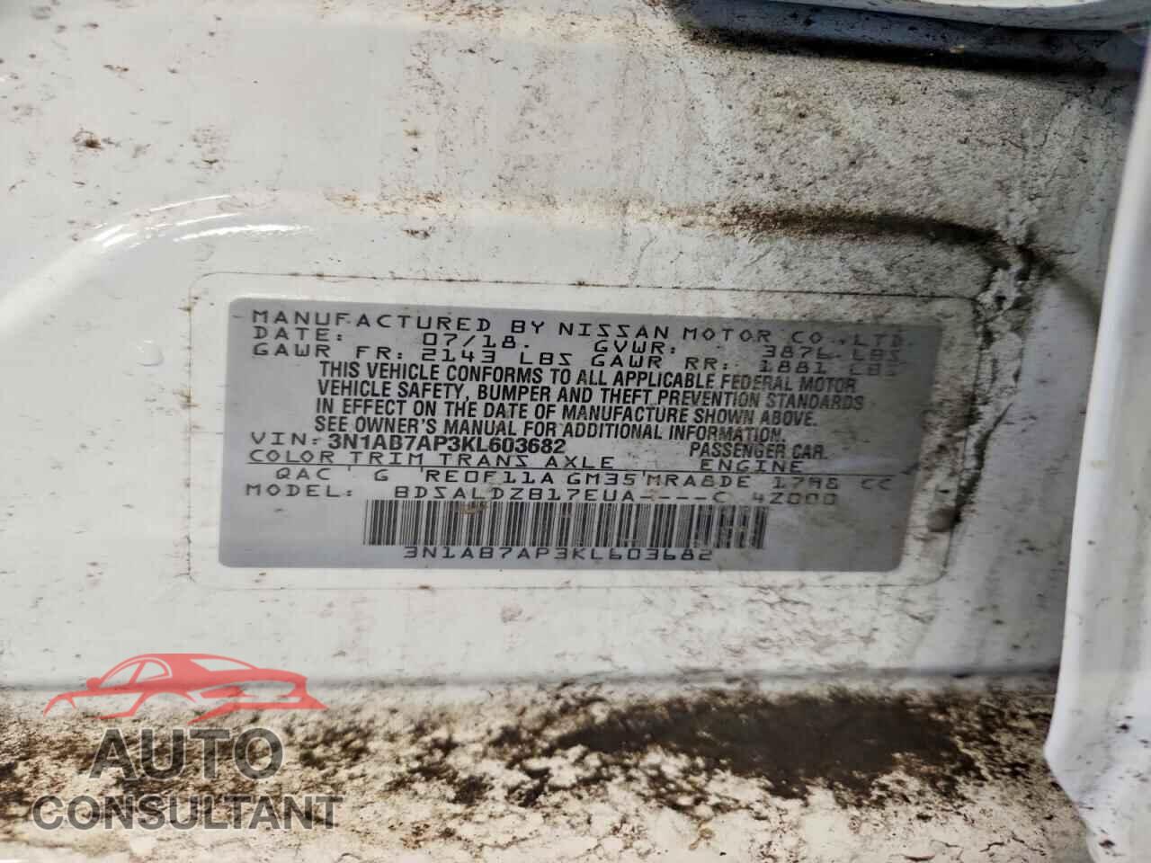 NISSAN SENTRA 2019 - 3N1AB7AP3KL603682