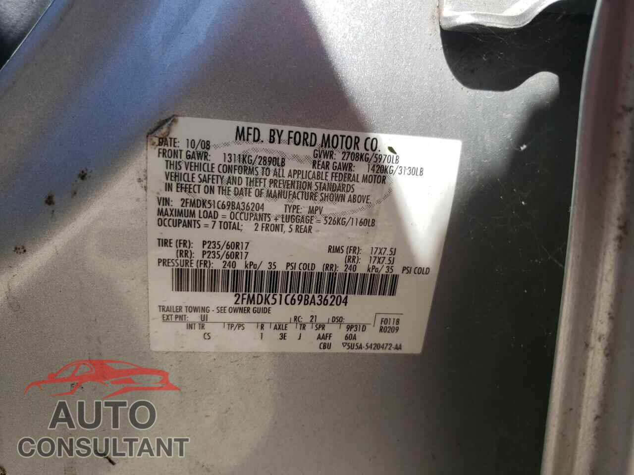FORD FLEX 2009 - 2FMDK51C69BA36204