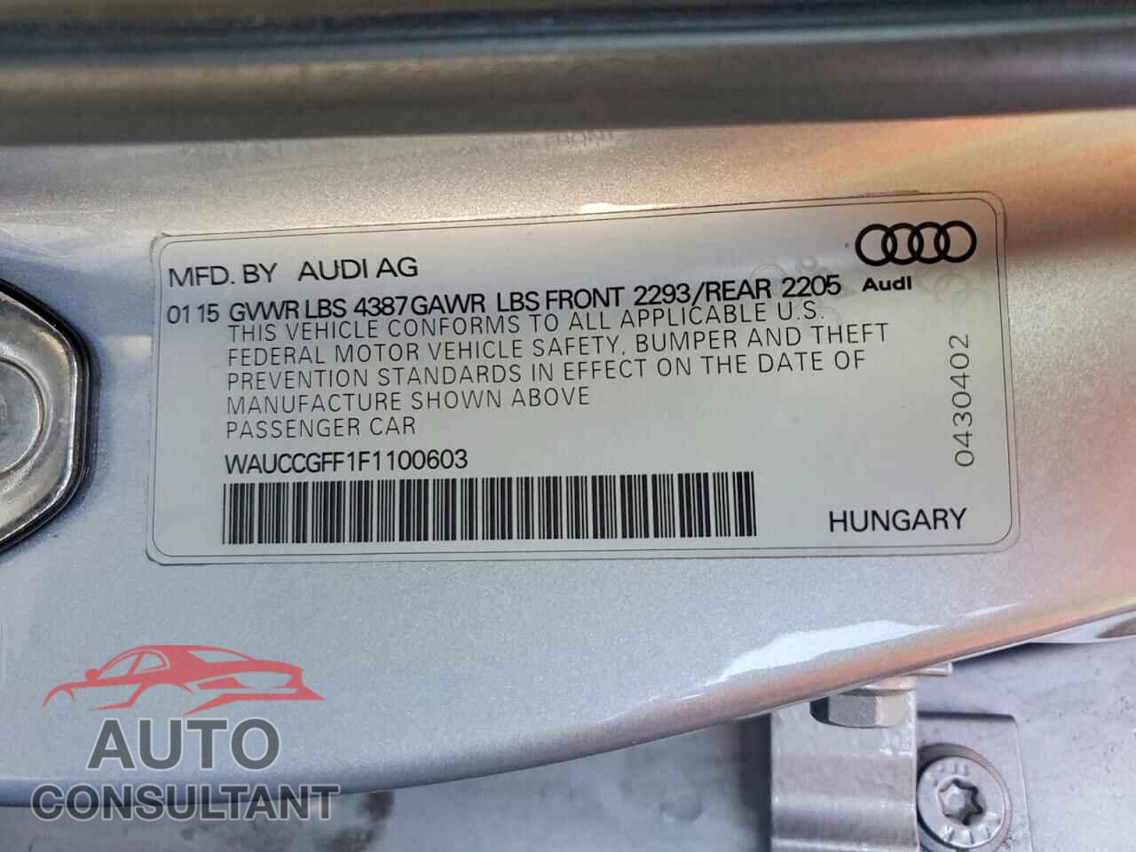 AUDI A3 2015 - WAUCCGFF1F1100603