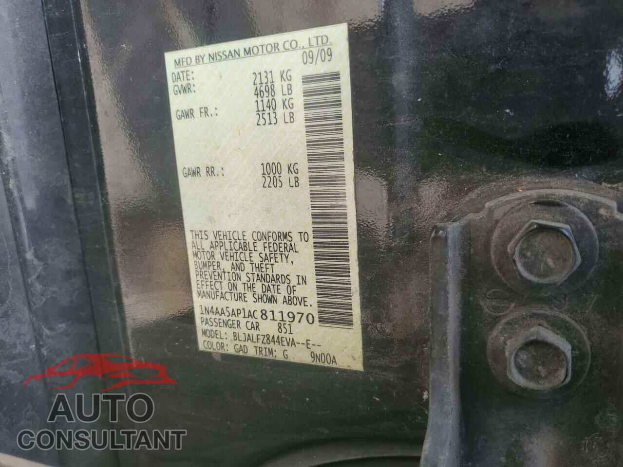 NISSAN MAXIMA 2010 - 1N4AA5AP1AC811970