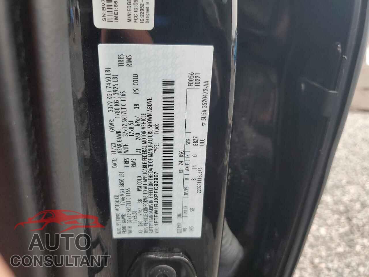 FORD F150 2023 - 1FTFW1RJXPFC92967