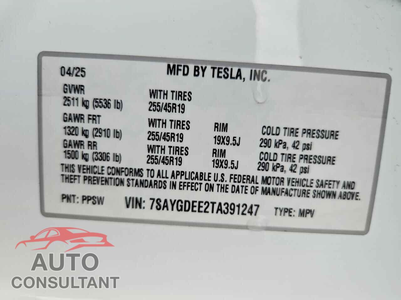 TESLA MODEL Y 2026 - 7SAYGDEE2TA391247