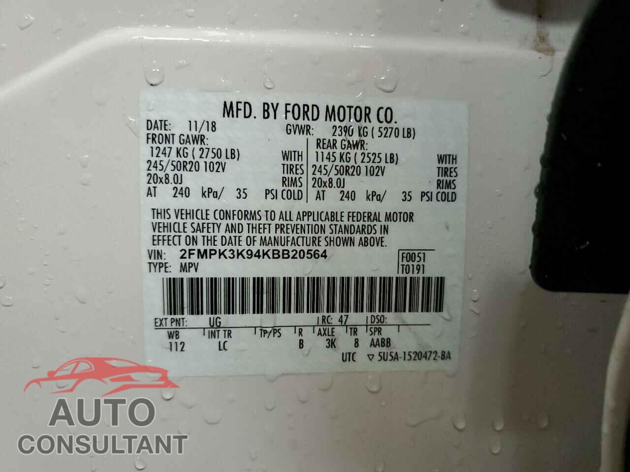 FORD EDGE 2019 - 2FMPK3K94KBB20564