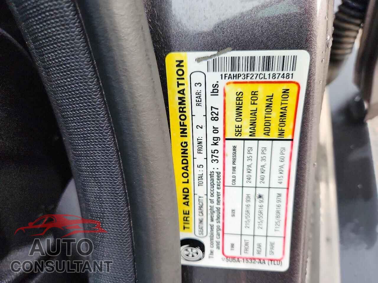FORD FOCUS 2012 - 1FAHP3F27CL187481
