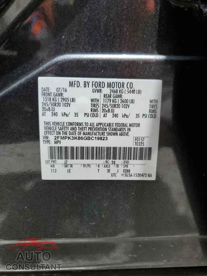 FORD EDGE 2016 - 2FMPK3K86GBC19823