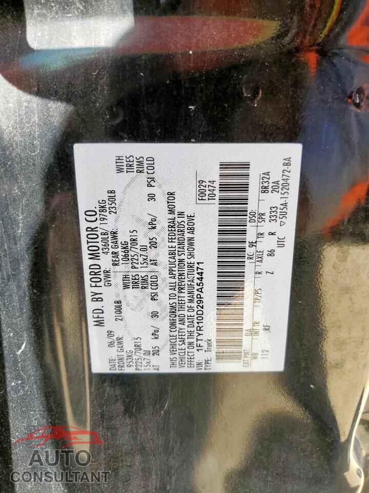 FORD RANGER 2009 - 1FTYR10D29PA54471