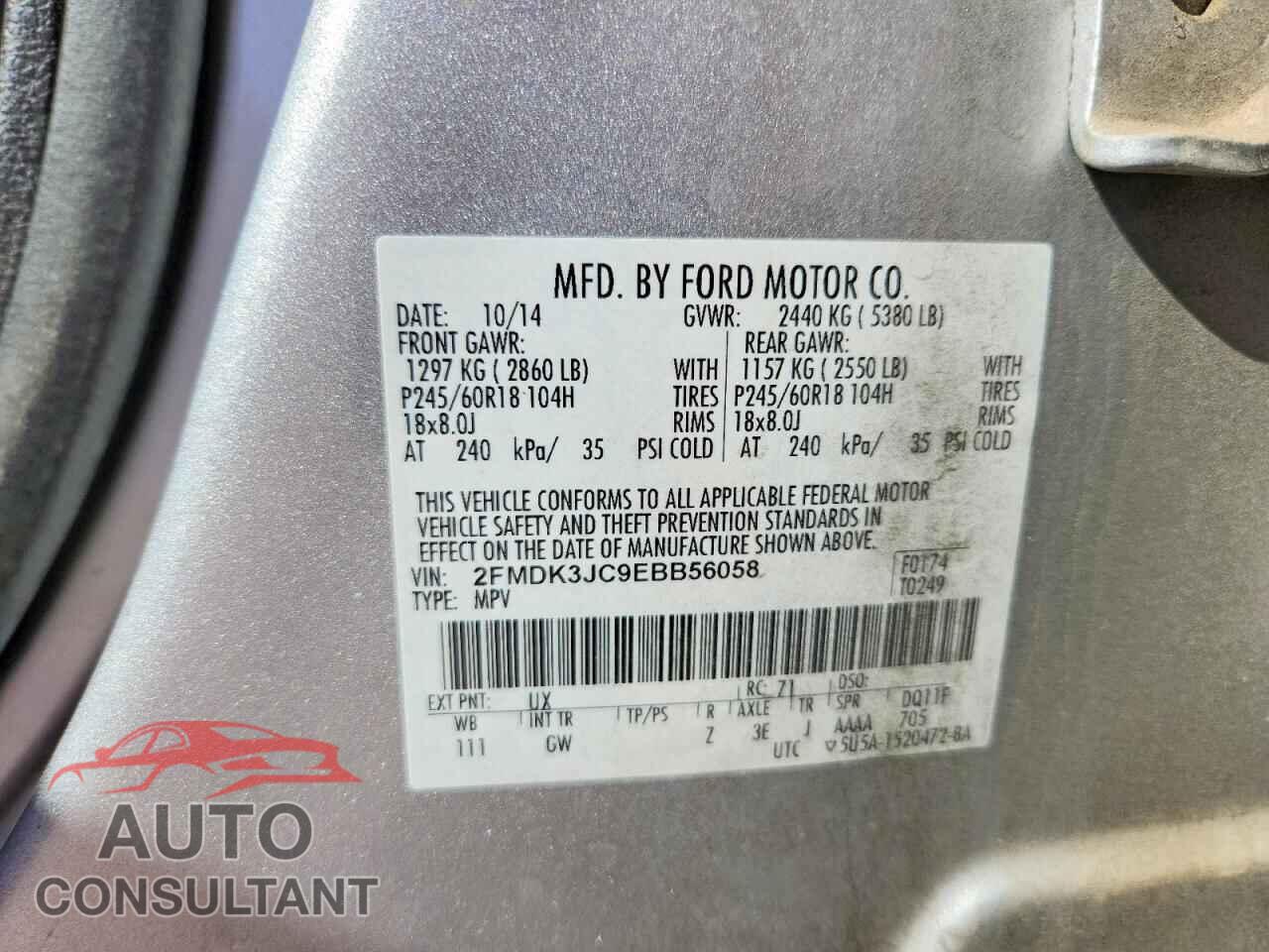 FORD EDGE 2014 - 2FMDK3JC9EBB56058