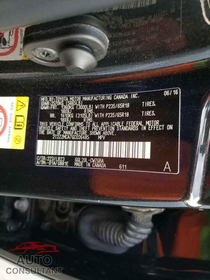 LEXUS RX350 2016 - 2T2ZZMCA7GC026485