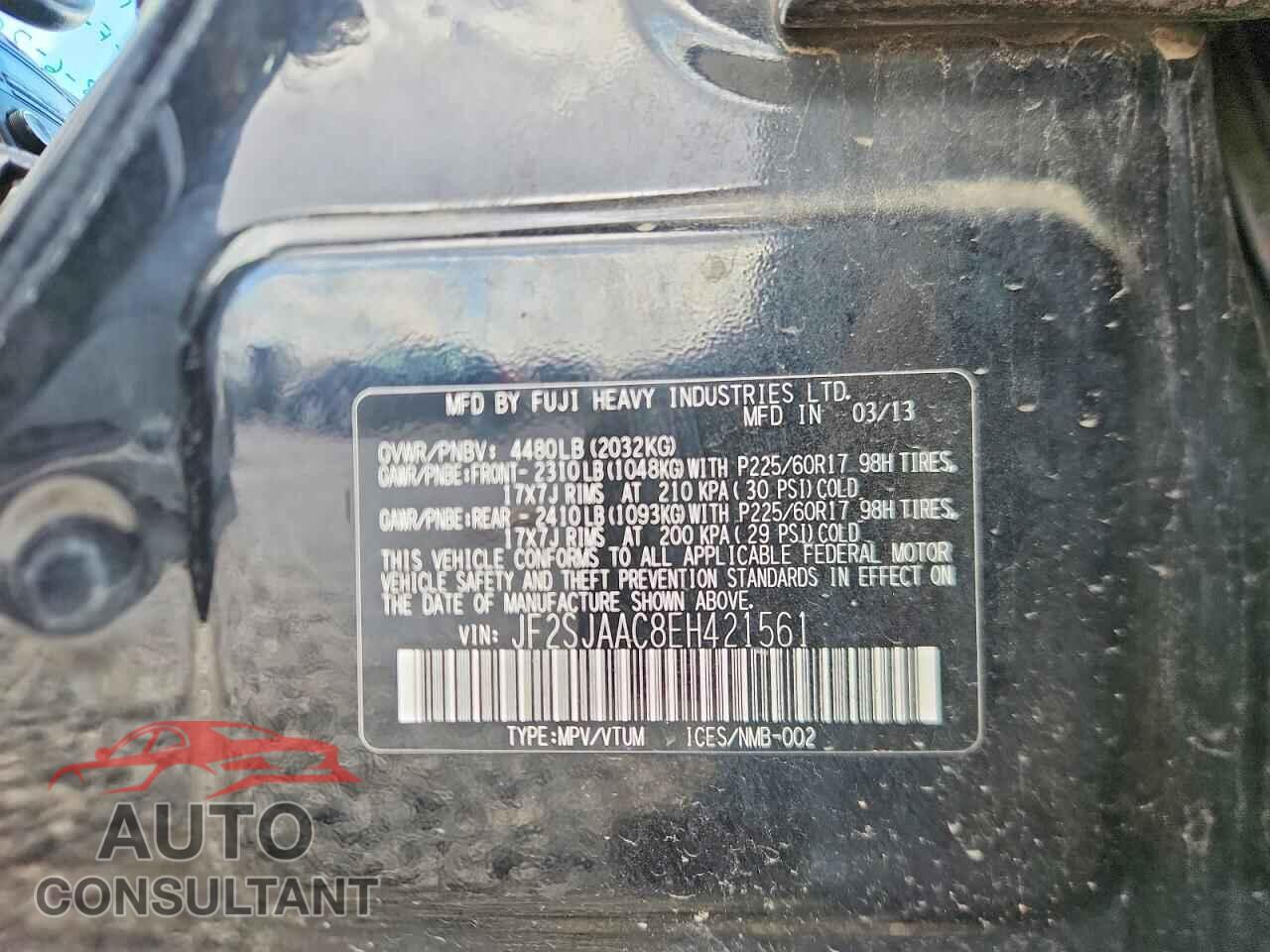 SUBARU FORESTER 2014 - JF2SJAAC8EH421561