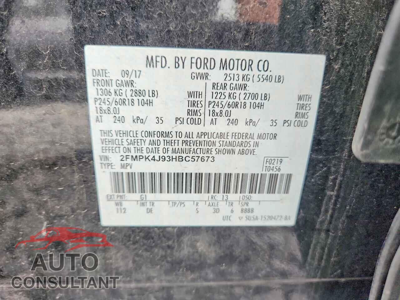 FORD EDGE 2017 - 2FMPK4J93HBC57673