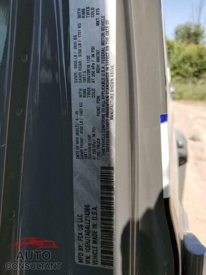 JEEP GLADIATOR 2020 - 1C6HJTAG4LL214366