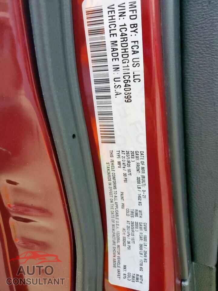 DODGE DURANGO 2021 - 1C4RDHDG1MC640899