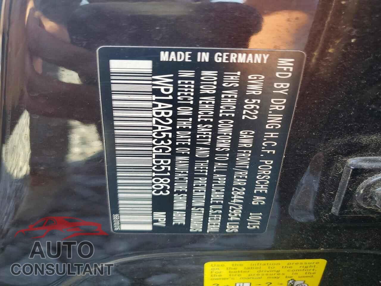 PORSCHE MACAN 2016 - WP1AB2A53GLB51863