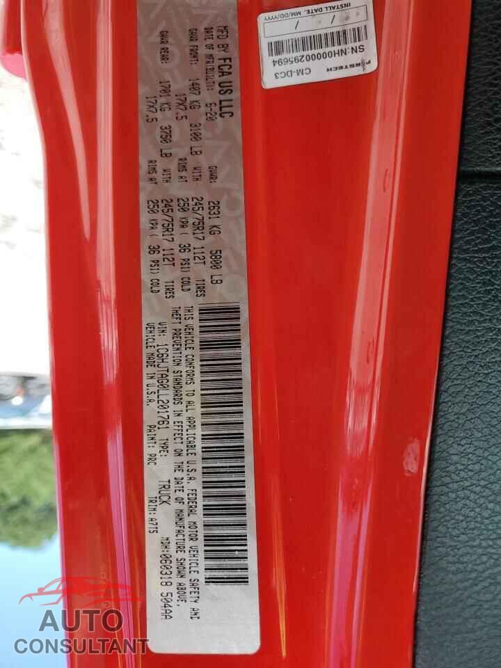 JEEP GLADIATOR 2020 - 1C6HJTAG0LL201761