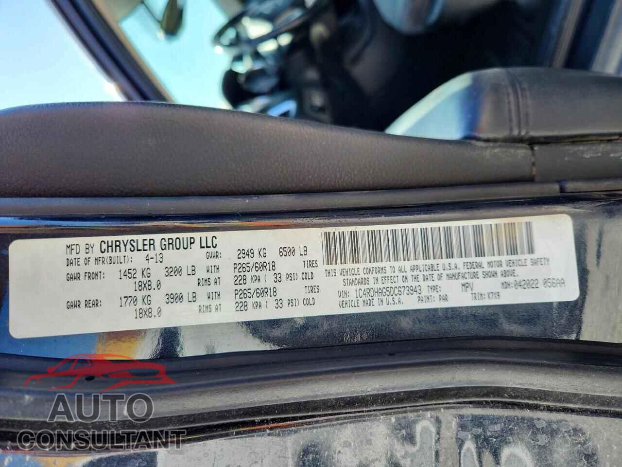 DODGE DURANGO 2013 - 1C4RDHAG5DC673943