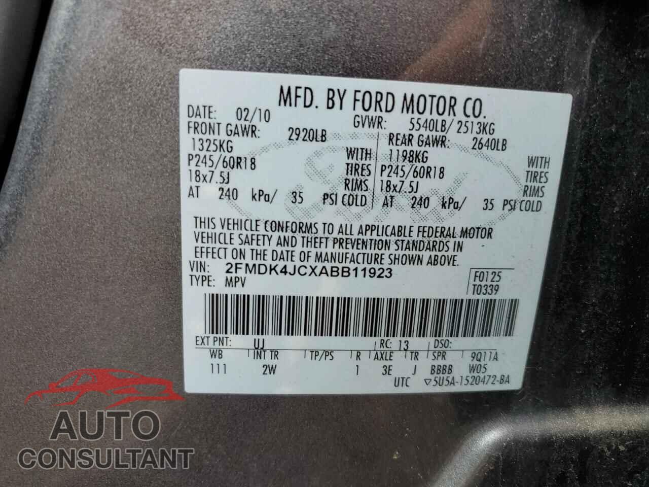 FORD EDGE 2010 - 2FMDK4JCXABB11923