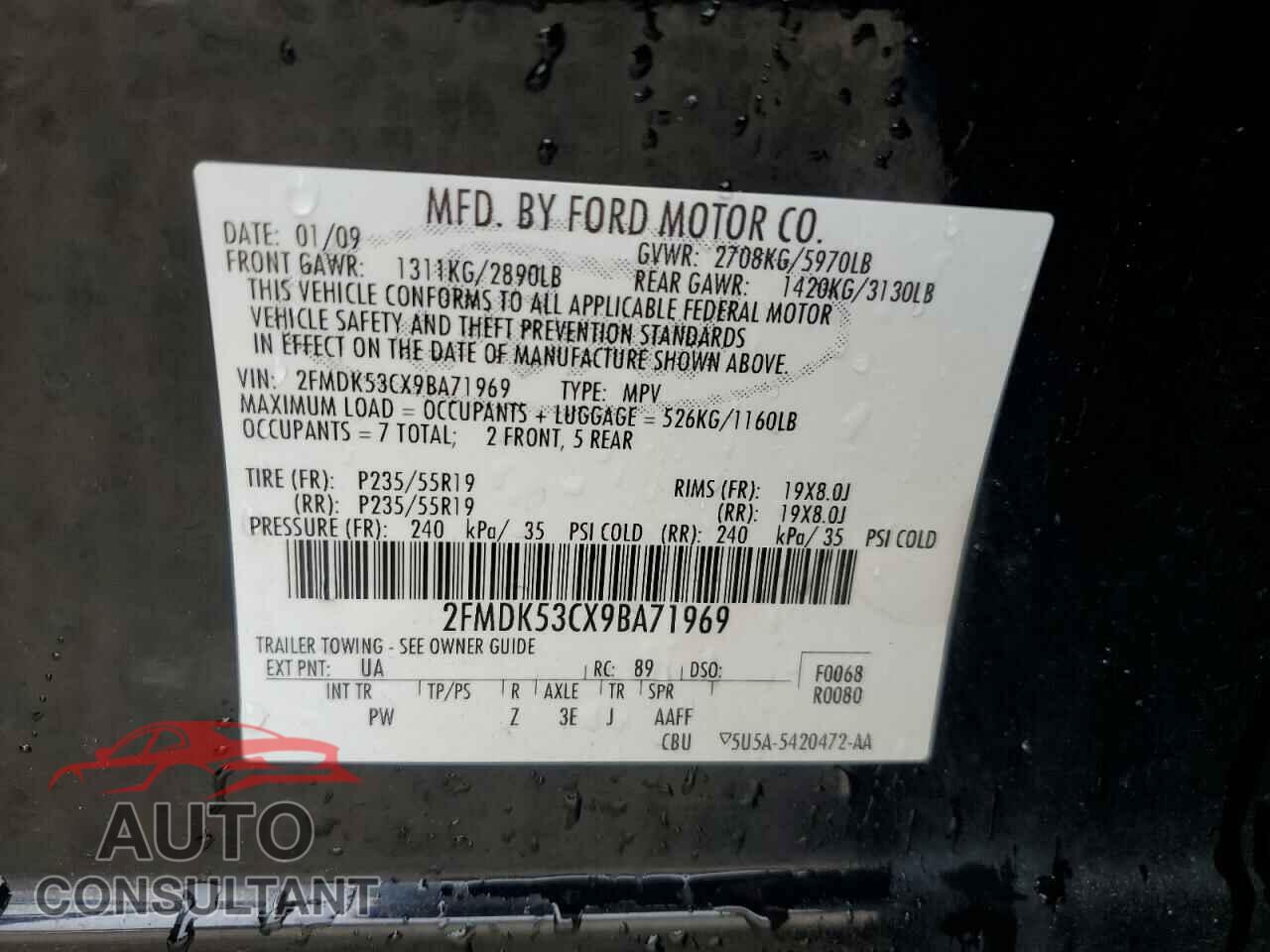 FORD FLEX 2009 - 2FMDK53CX9BA71969