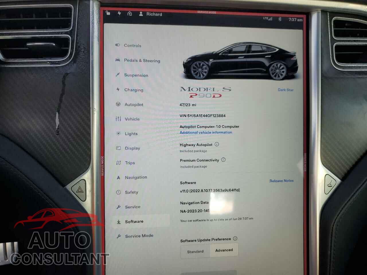 TESLA MODEL S 2016 - 5YJSA1E44GF123884