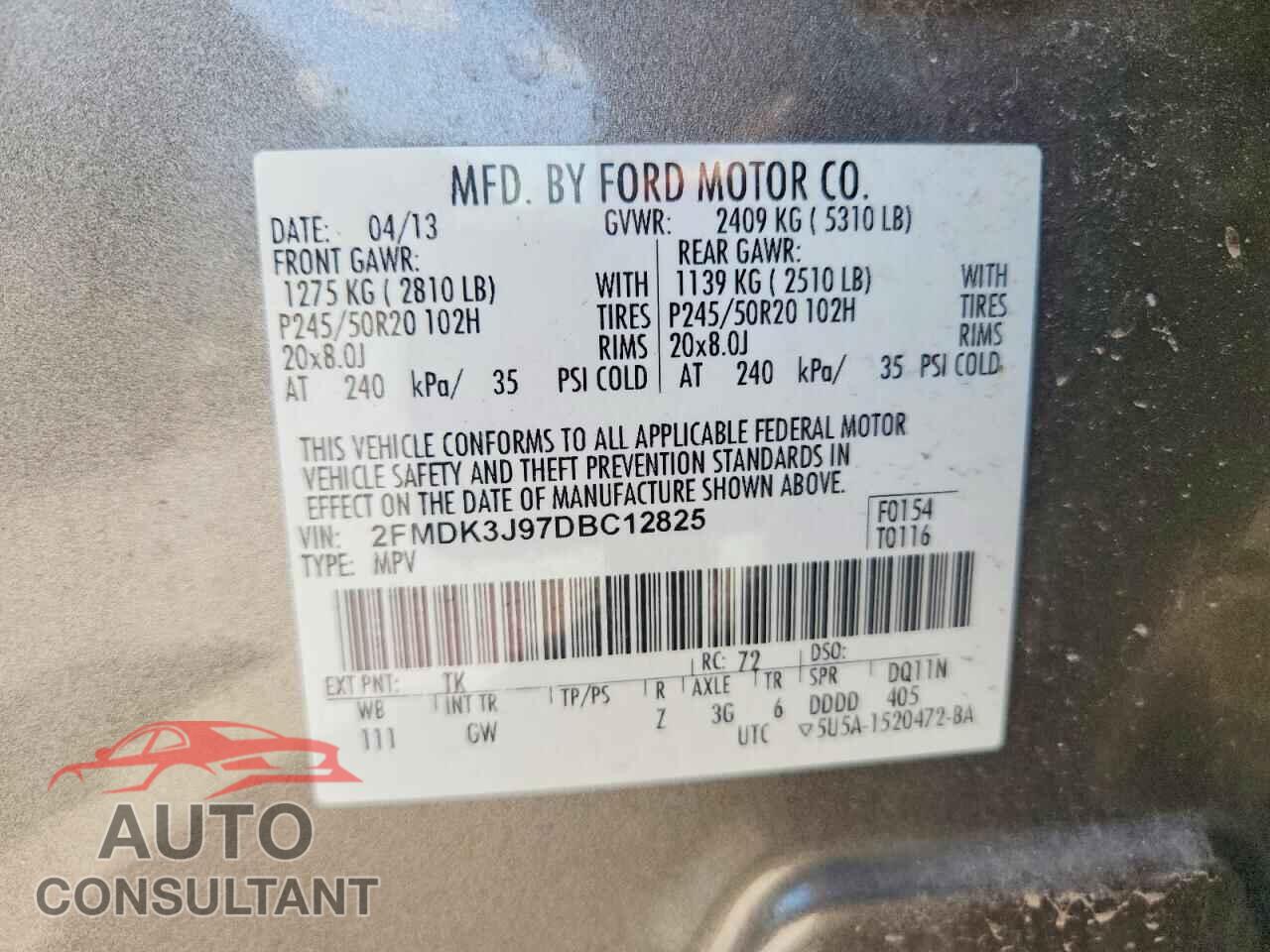 FORD EDGE 2013 - 2FMDK3J97DBC12825