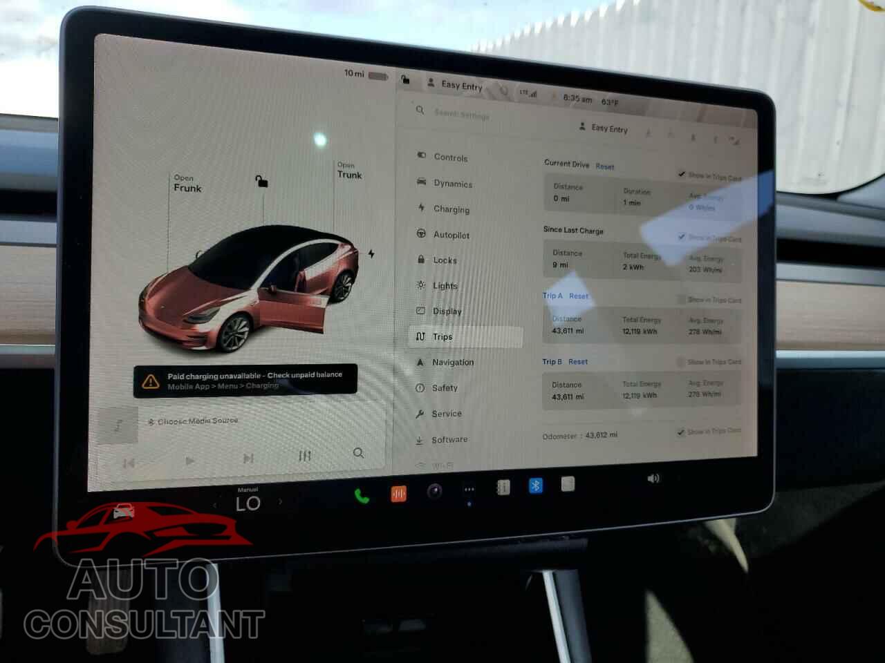 TESLA MODEL 3 2019 - 5YJ3E1EB8KF389456