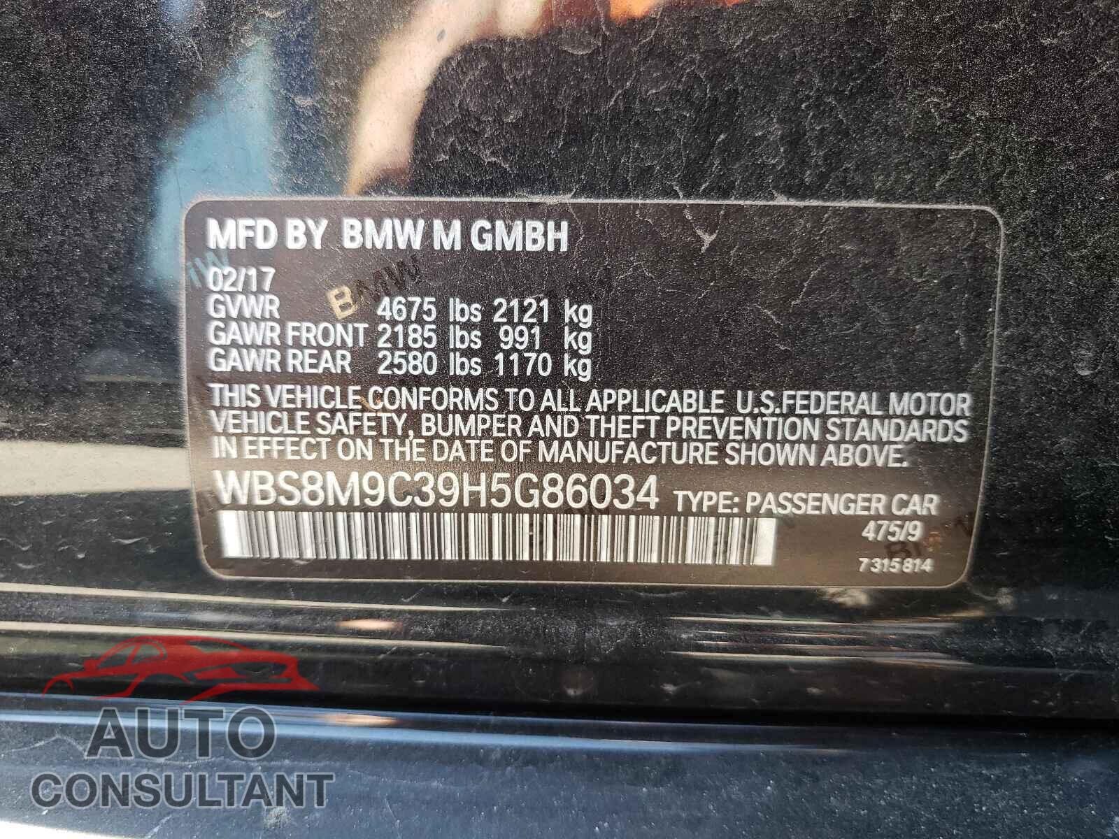 BMW M3 2017 - WBS8M9C39H5G86034