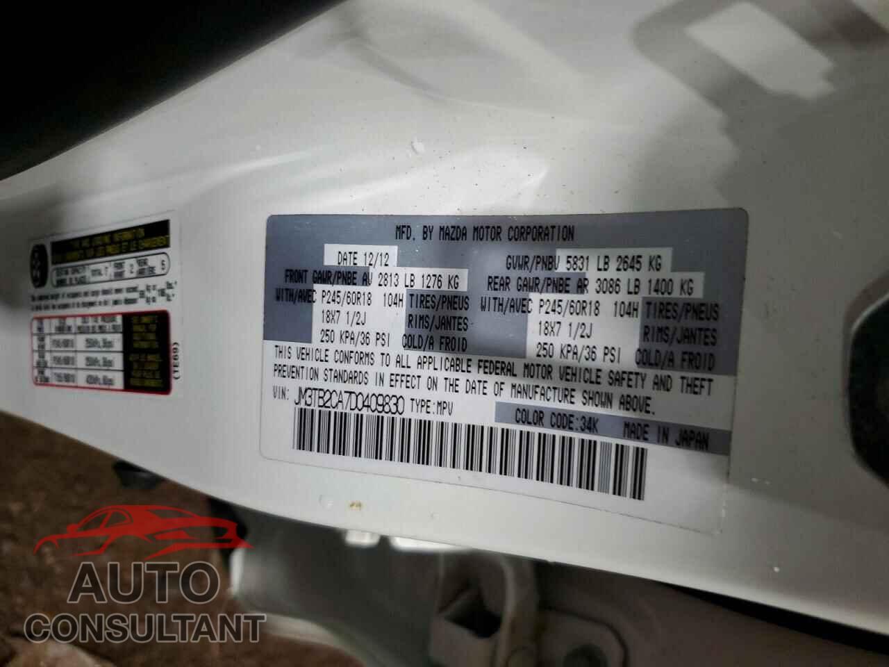 MAZDA CX-9 2013 - JM3TB2CA7D0409830