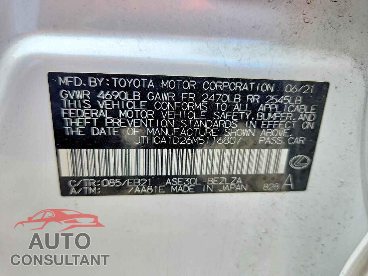 LEXUS IS 2021 - JTHCA1D26M5116807