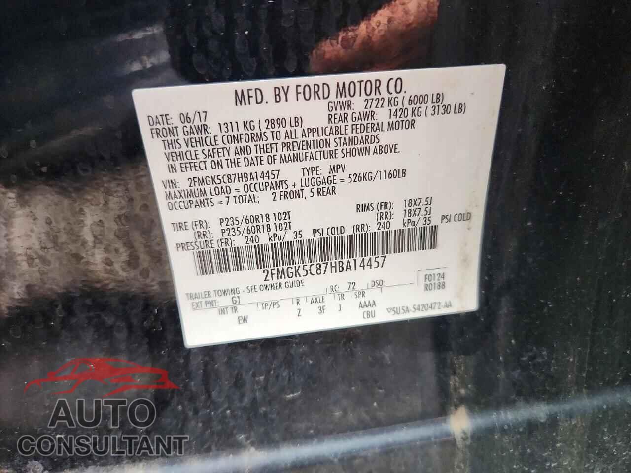 FORD FLEX 2017 - 2FMGK5C87HBA14457
