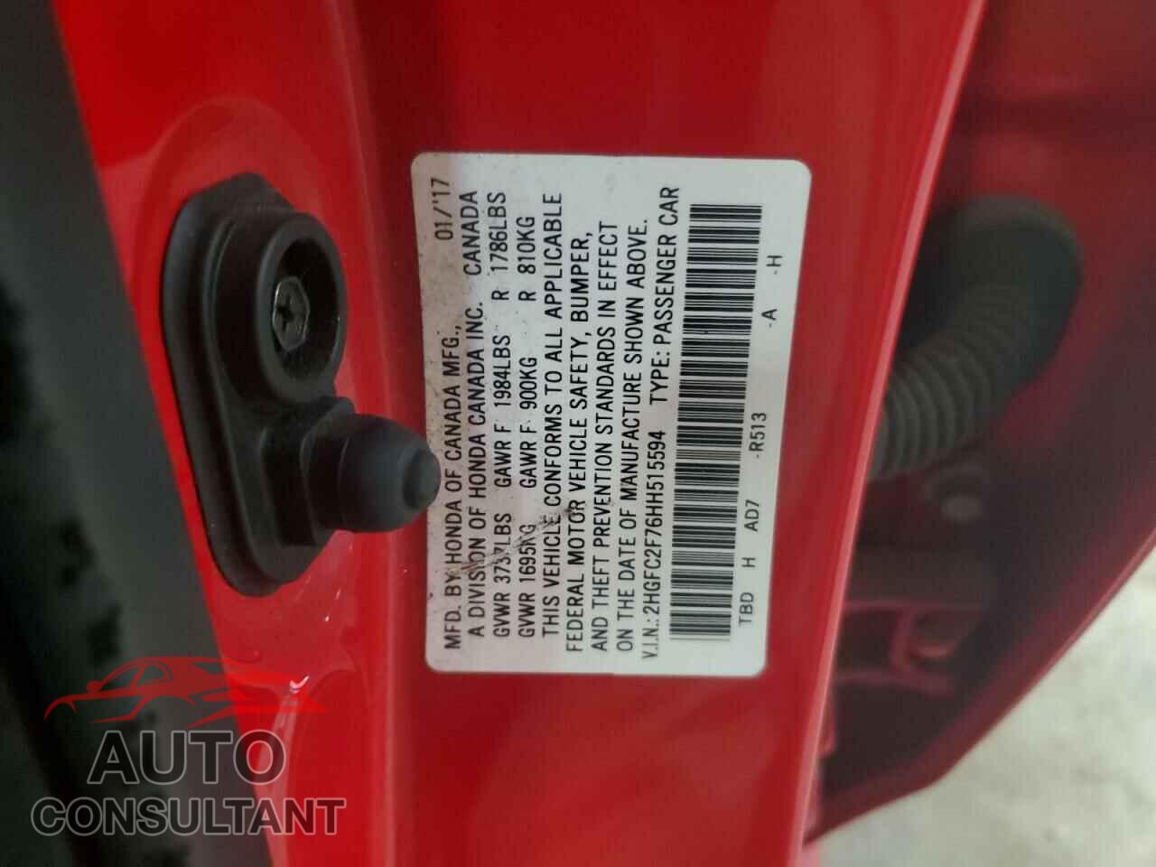 HONDA CIVIC 2017 - 2HGFC2F76HH515594