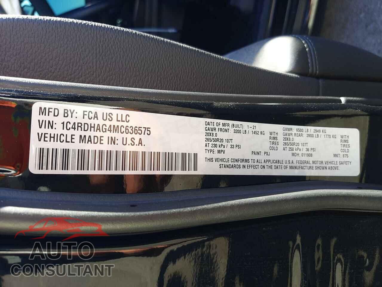 DODGE DURANGO 2021 - 1C4RDHAG4MC636575