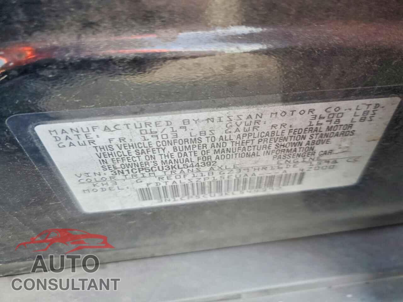 NISSAN KICKS 2019 - 3N1CP5CU3KL544392
