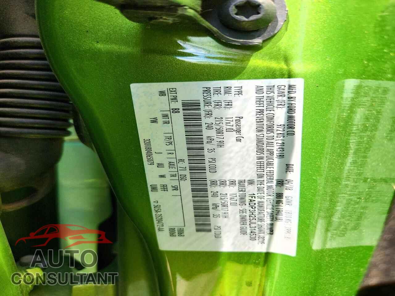 FORD FOCUS 2018 - 1FADP3H25JL314530