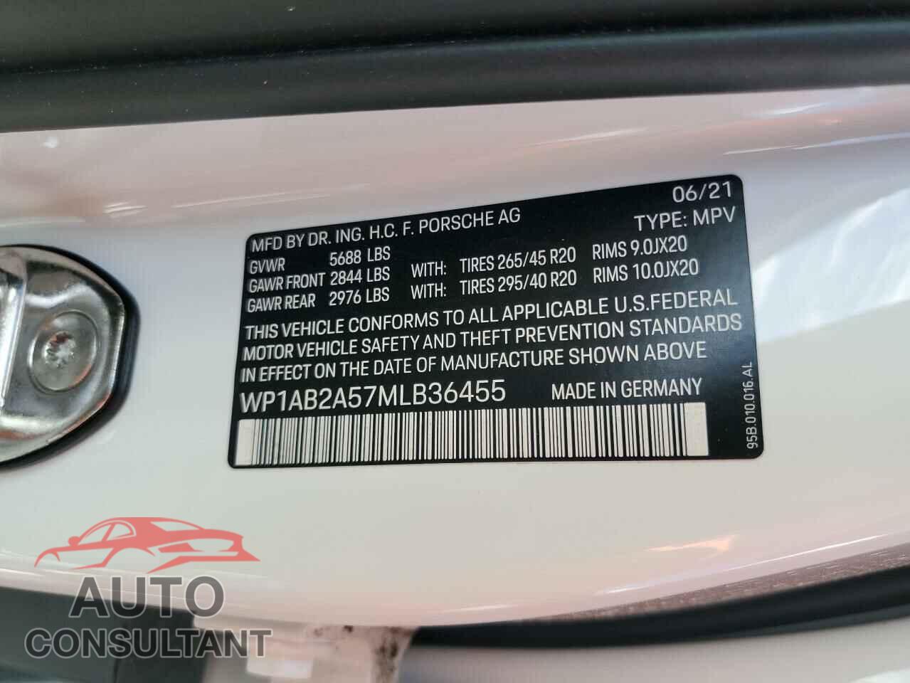 PORSCHE MACAN 2021 - WP1AB2A57MLB36455