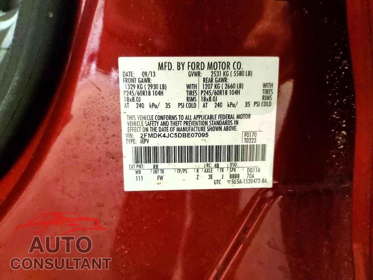 FORD EDGE 2013 - 2FMDK4JC5DBE07095