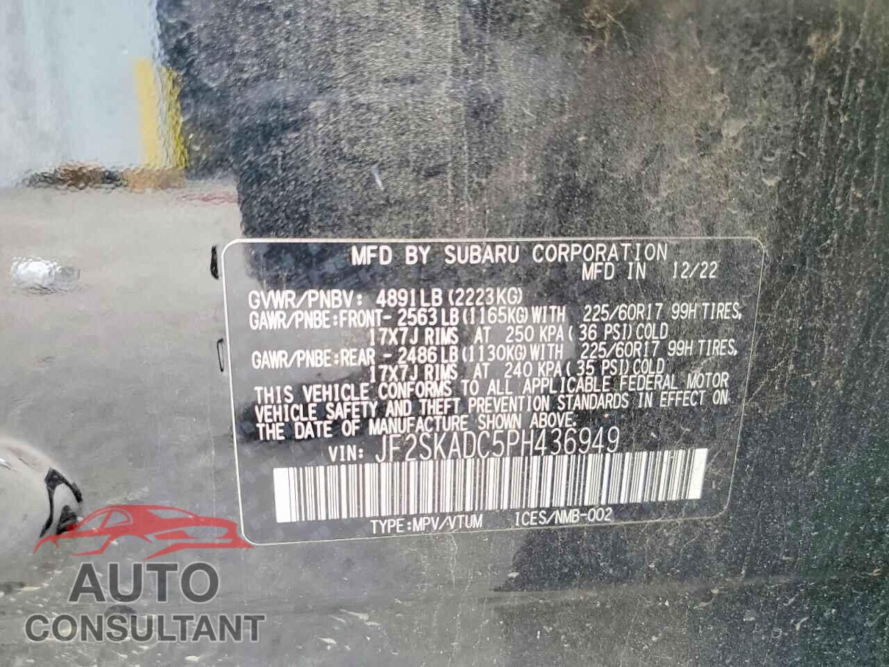 SUBARU FORESTER 2023 - JF2SKADC5PH436949