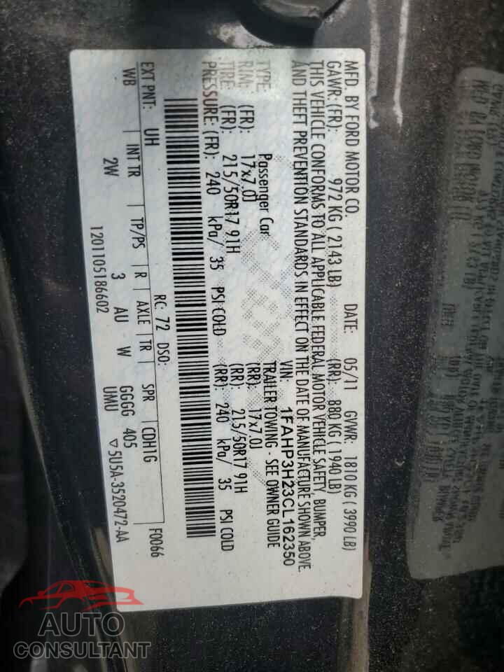 FORD FOCUS 2012 - 1FAHP3H23CL162350