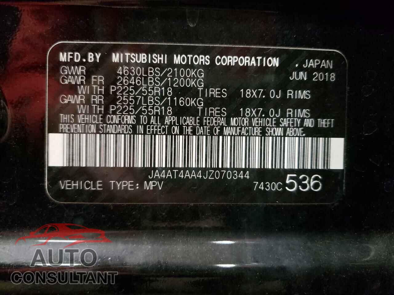MITSUBISHI ECLIPSE 2018 - JA4AT4AA4JZ070344