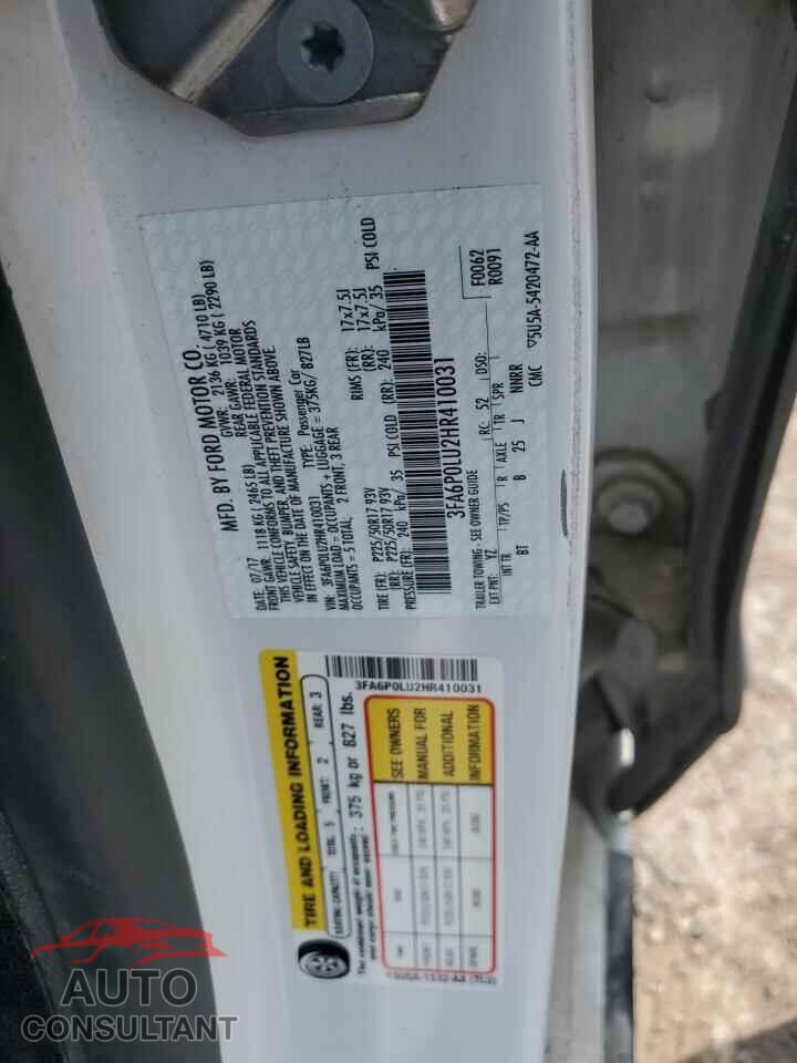 FORD FUSION 2017 - 3FA6P0LU2HR410031