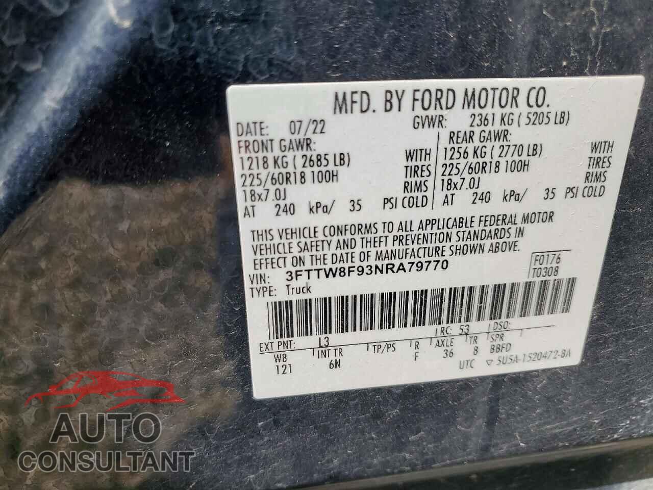 FORD MAVERICK 2022 - 3FTTW8F93NRA79770
