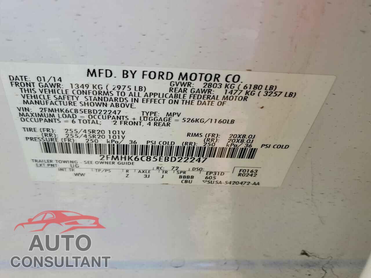 FORD FLEX 2014 - 2FMHK6C85EBD22247