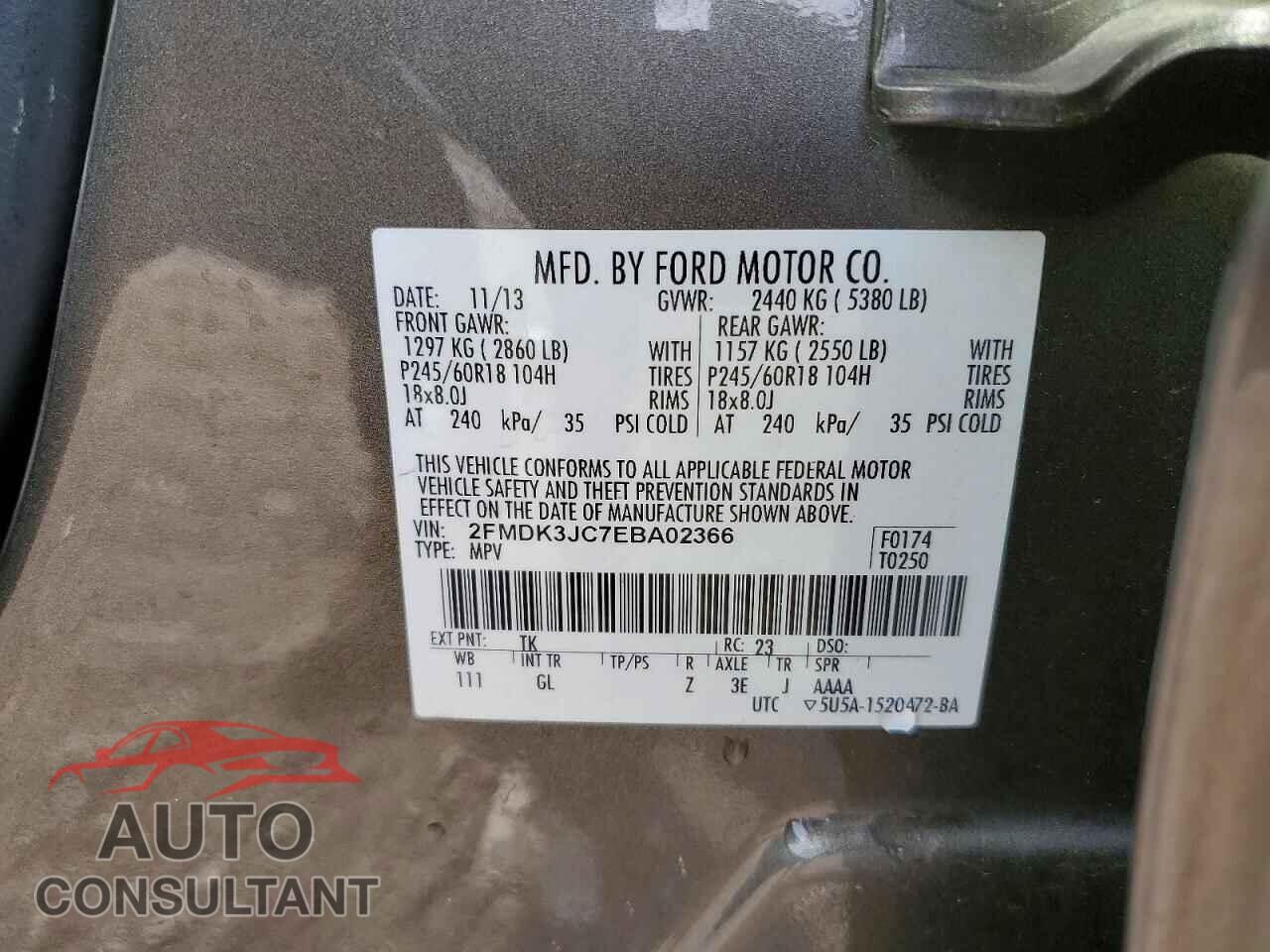 FORD EDGE 2014 - 2FMDK3JC7EBA02366