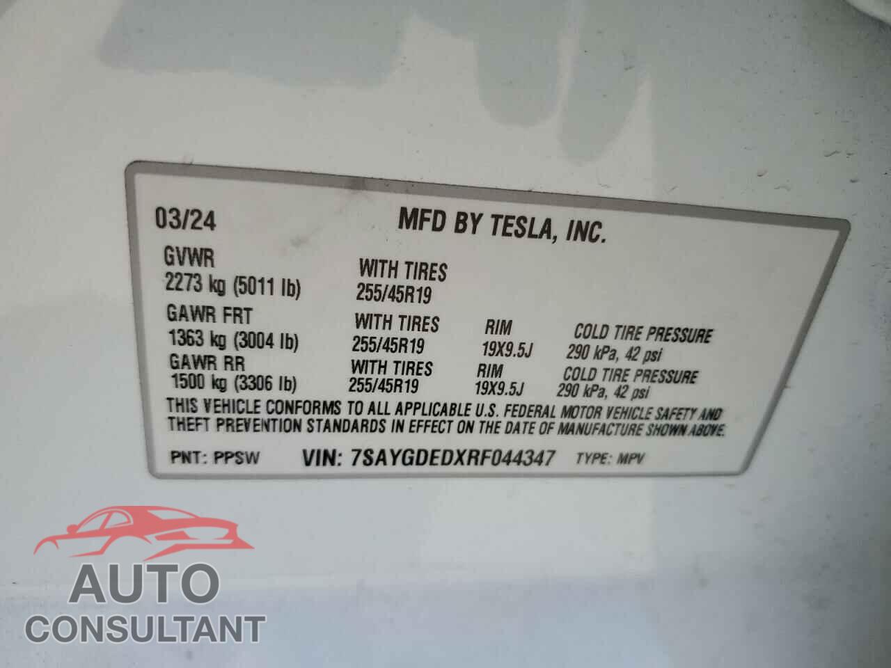 TESLA MODEL Y 2024 - 7SAYGDEDXRF044347