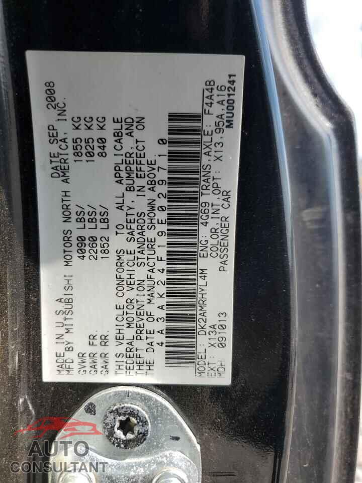 MITSUBISHI ECLIPSE 2009 - 4A3AK24F19E029710