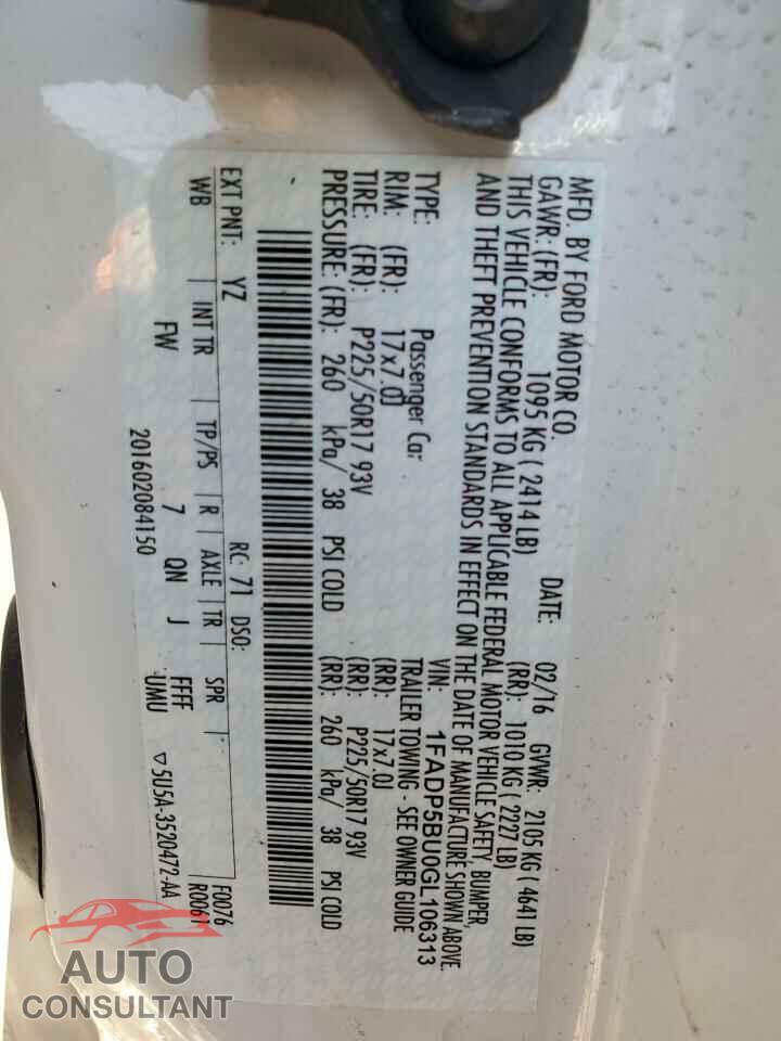FORD CMAX 2016 - 1FADP5BU0GL106313