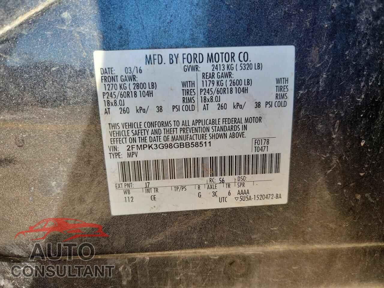 FORD EDGE 2016 - 2FMPK3G98GBB58511