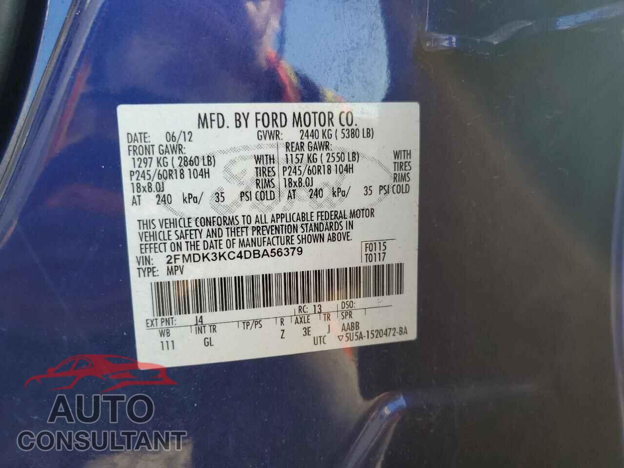 FORD EDGE 2013 - 2FMDK3KC4DBA56379