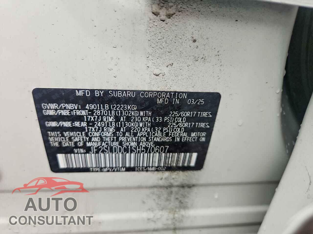 SUBARU FORESTER 2025 - JF2SLDDC1SH570607
