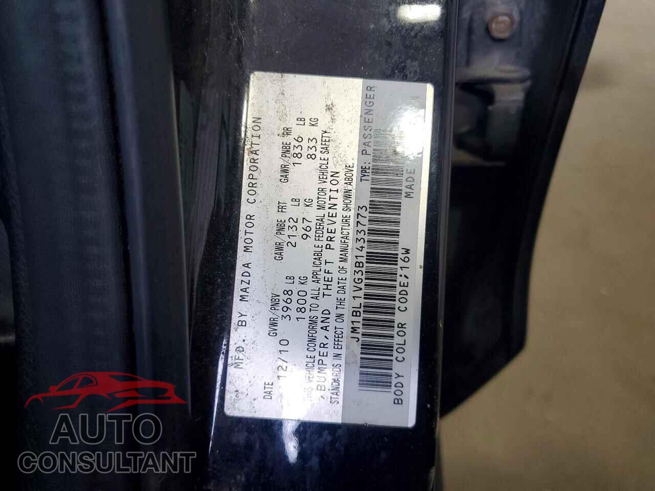 MAZDA 3 2011 - JM1BL1VG3B1433773